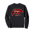 Papa Bear Red Plaid Matching Family Sweatshirt - Minimalist Print Unisex - T-Shirt, Sweatshirt, Hoodie