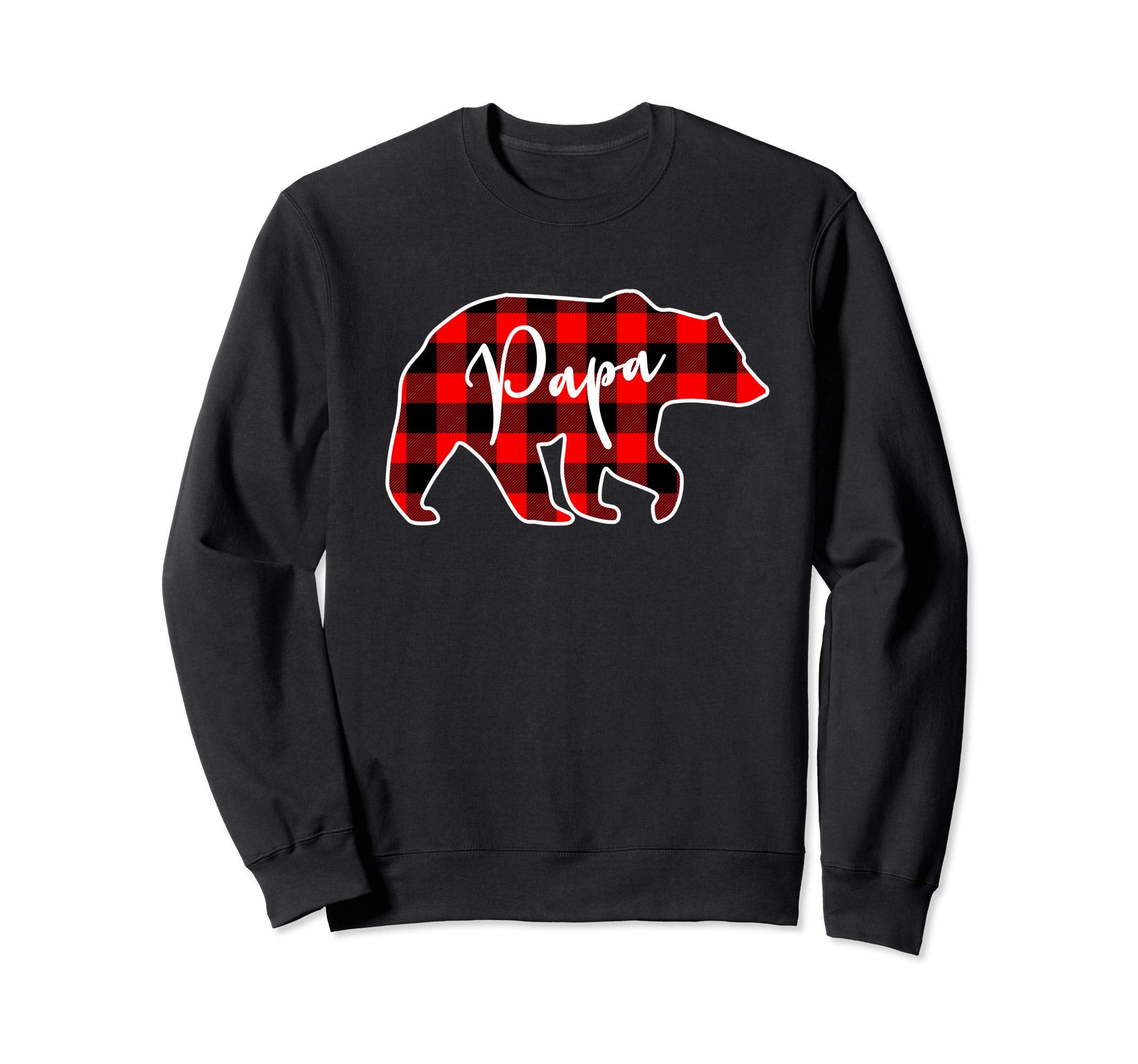 Papa Bear Red Plaid Matching Family Sweatshirt - Minimalist Print Unisex - T-Shirt, Sweatshirt, Hoodie