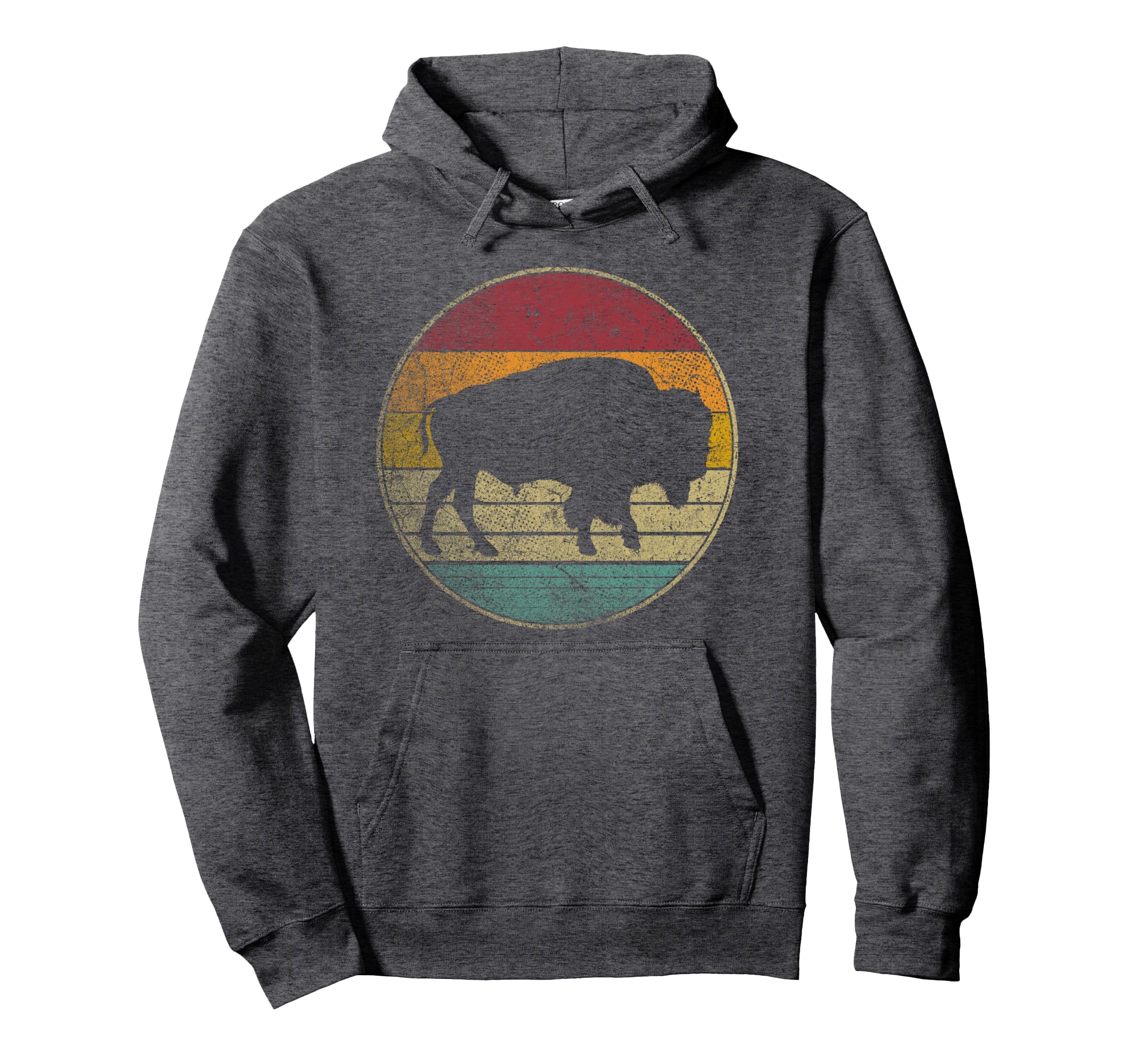 Buffalo Distressed Bison Animal Lover Dad Hoodie - Trendy Graphic Men Women - T-Shirt, Sweatshirt, Hoodie