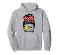 Mom Life Messy Bun Hair Funny Softball Hoodie - Unique Graphic Unisex - T-Shirt, Sweatshirt, Hoodie