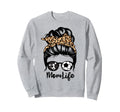 Mom Life Messy Bun Hair Funny Sweatshirt - Novelty Apparel for Adults - T-Shirt, Sweatshirt, Hoodie