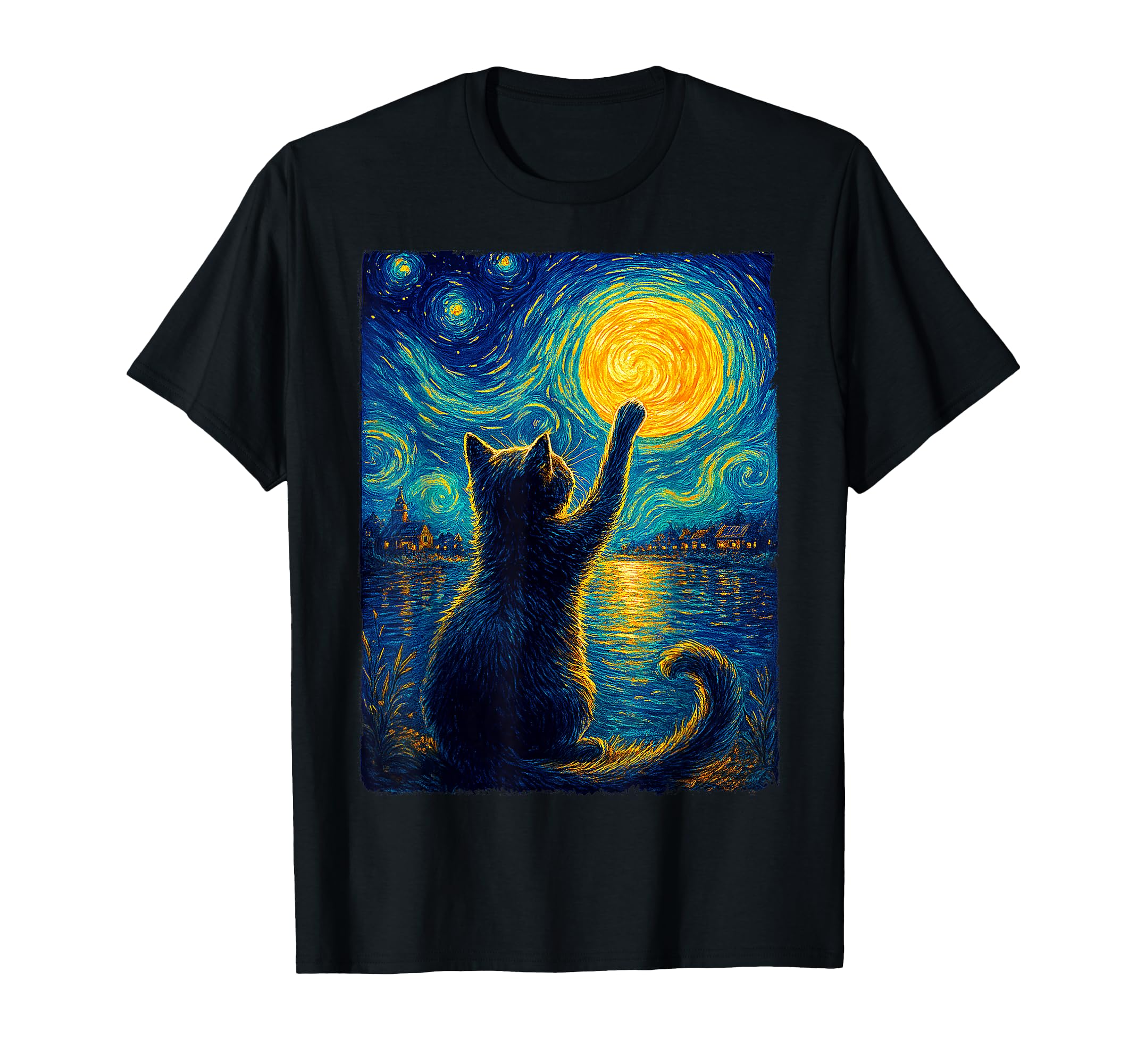Cat Starry Night Van Gogh Gift Lover T-Shirt - Streetwear Style for Adults - T-Shirt, Sweatshirt, Hoodie