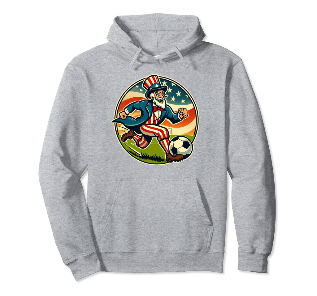 Uncle Sam Playing Soccer America Hoodie - Novelty Apparel Unisex - T-Shirt, Sweatshirt, Hoodie