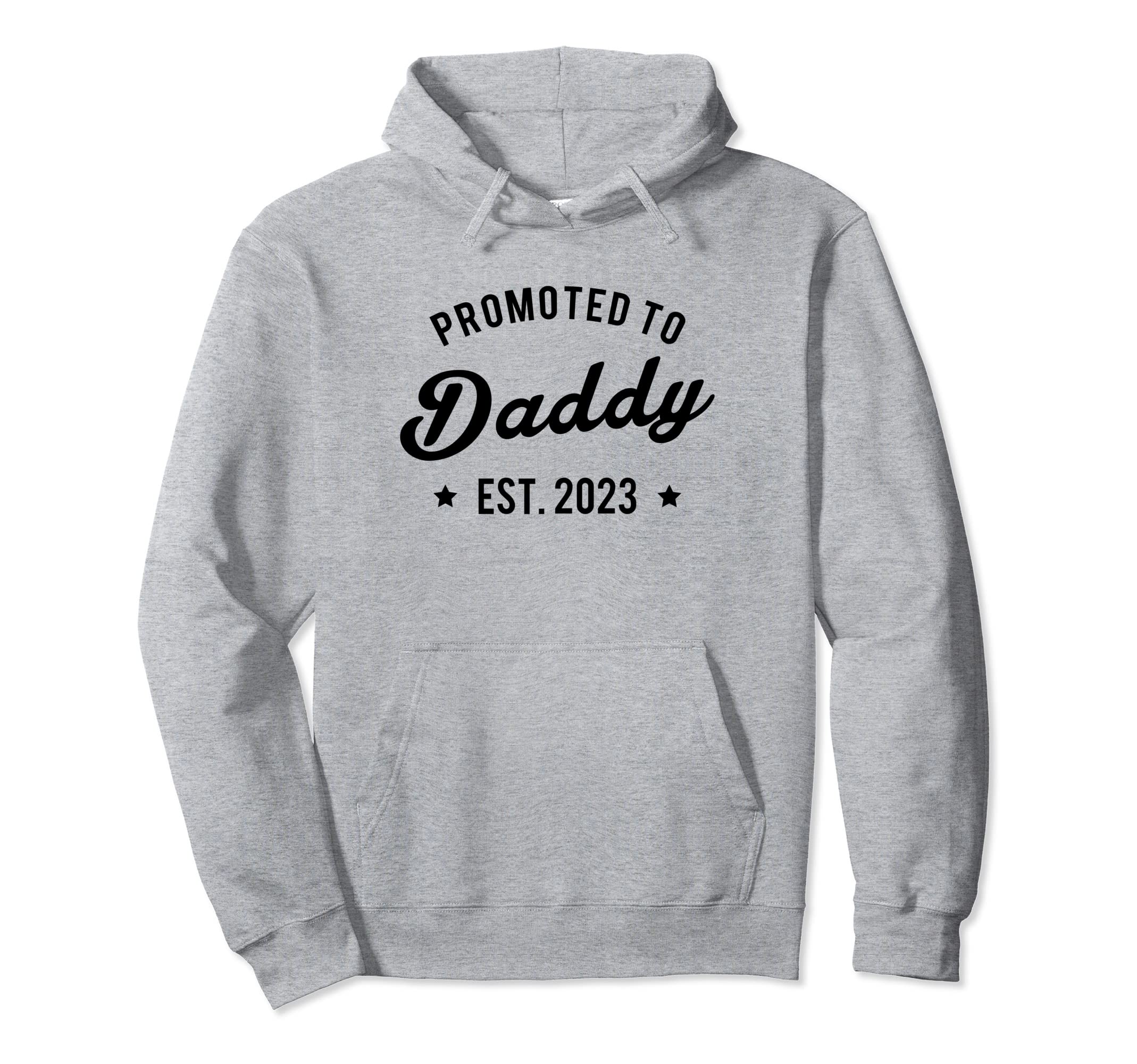 Promoted To Daddy 2023 Dad Father Hoodie - Minimalist Print Unisex - T-Shirt, Sweatshirt, Hoodie