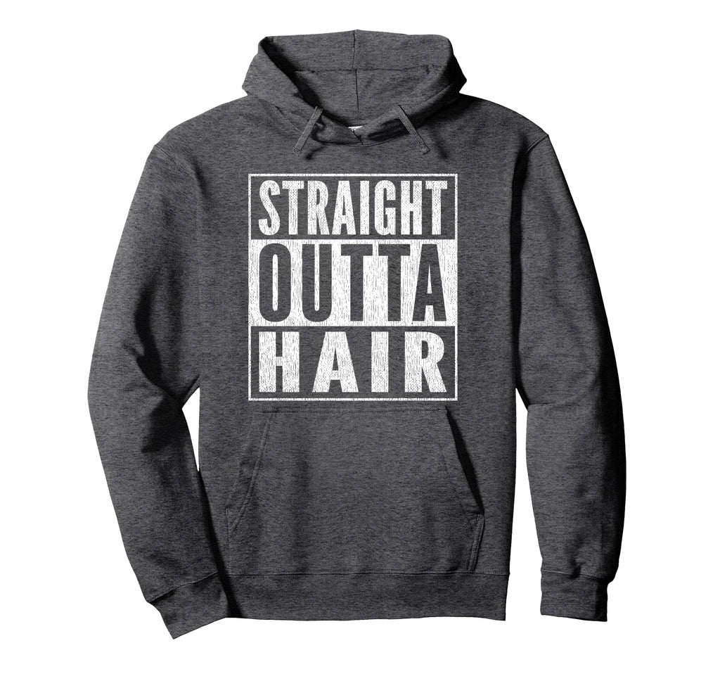 Mens Funny Bald Joke Straight Outta Hoodie - Minimalist Print for Adults - T-Shirt, Sweatshirt, Hoodie