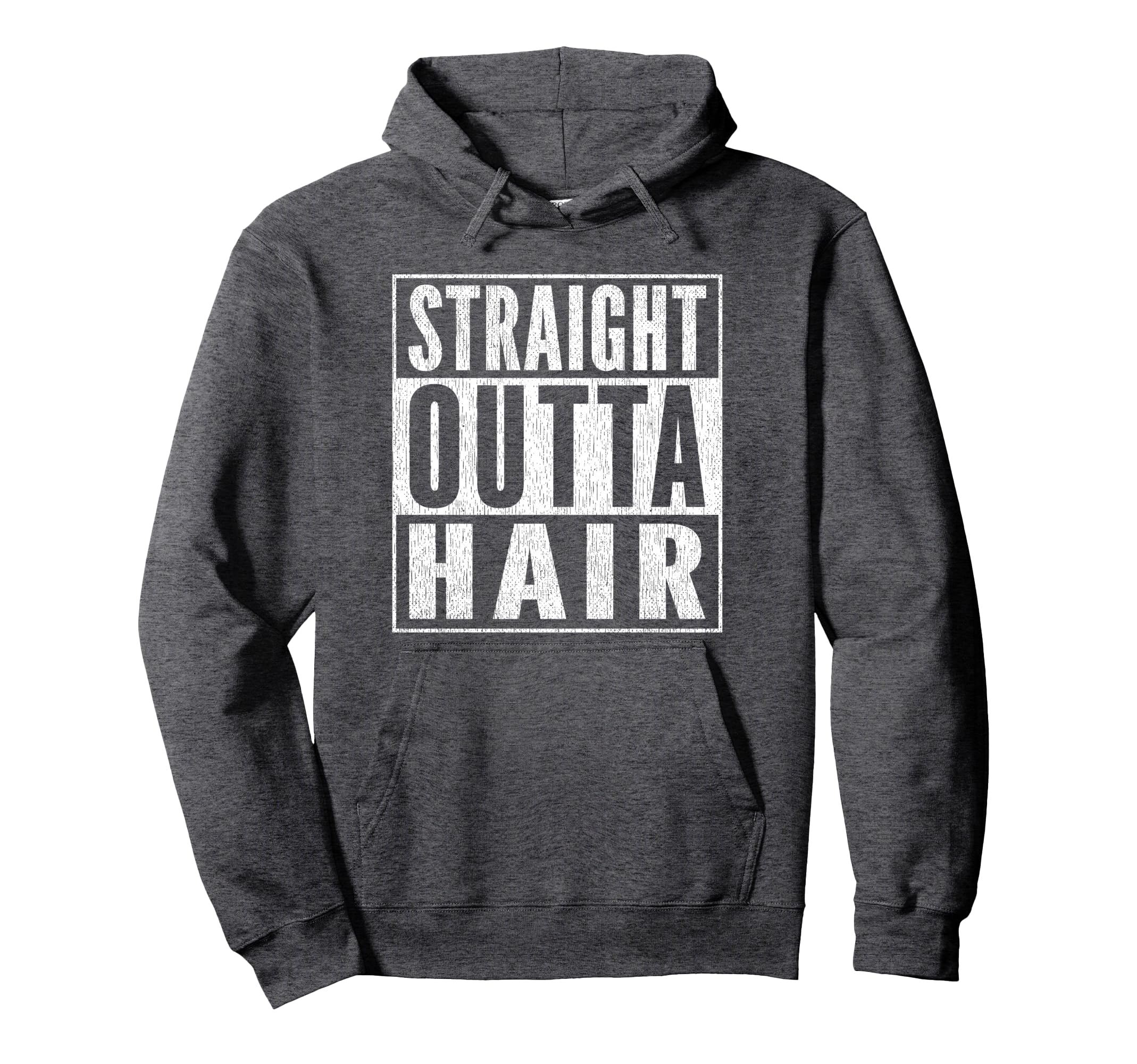 Mens Funny Bald Joke Straight Outta Hoodie - Minimalist Print for Adults - T-Shirt, Sweatshirt, Hoodie