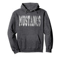 Mustangs Mascot Distressed School Hoodie - Novelty Apparel Men Women - T-Shirt, Sweatshirt, Hoodie