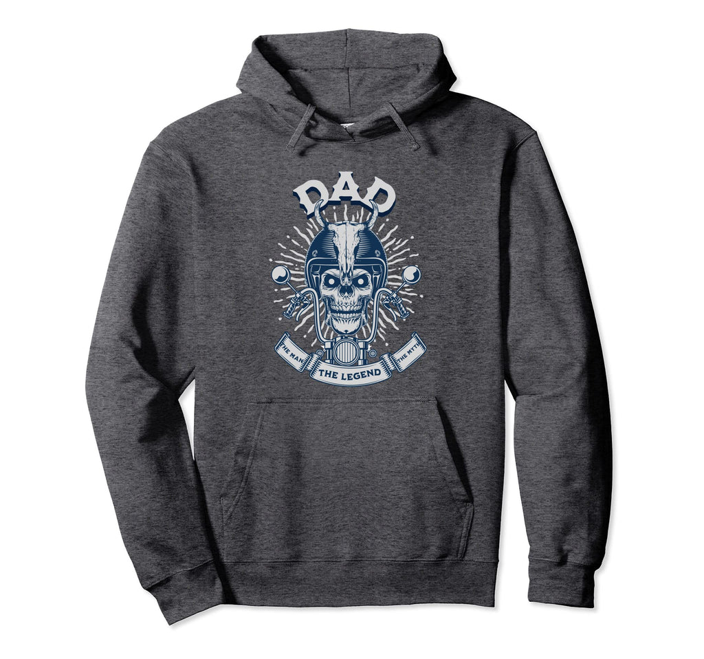 Dad Shirts Dads Myth Legend Cycle Skull Hoodie - Trendy Graphic for Adults - T-Shirt, Sweatshirt, Hoodie