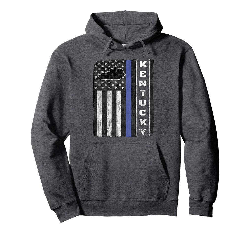 Kentucky Thin Blue Line Police Flag Cop Hoodie - Trendy Graphic Unisex - T-Shirt, Sweatshirt, Hoodie