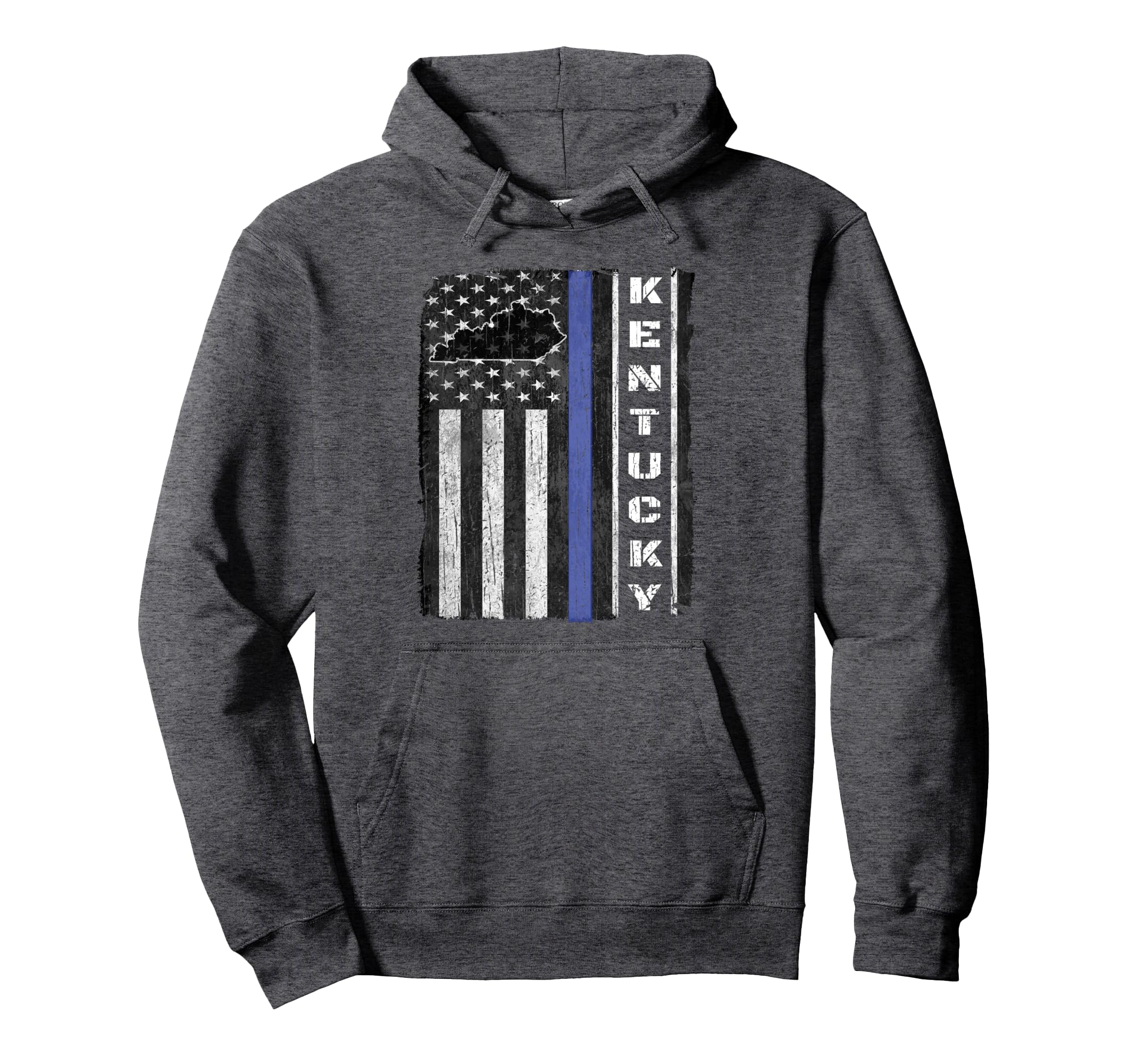 Kentucky Thin Blue Line Police Flag Cop Hoodie - Trendy Graphic Unisex - T-Shirt, Sweatshirt, Hoodie