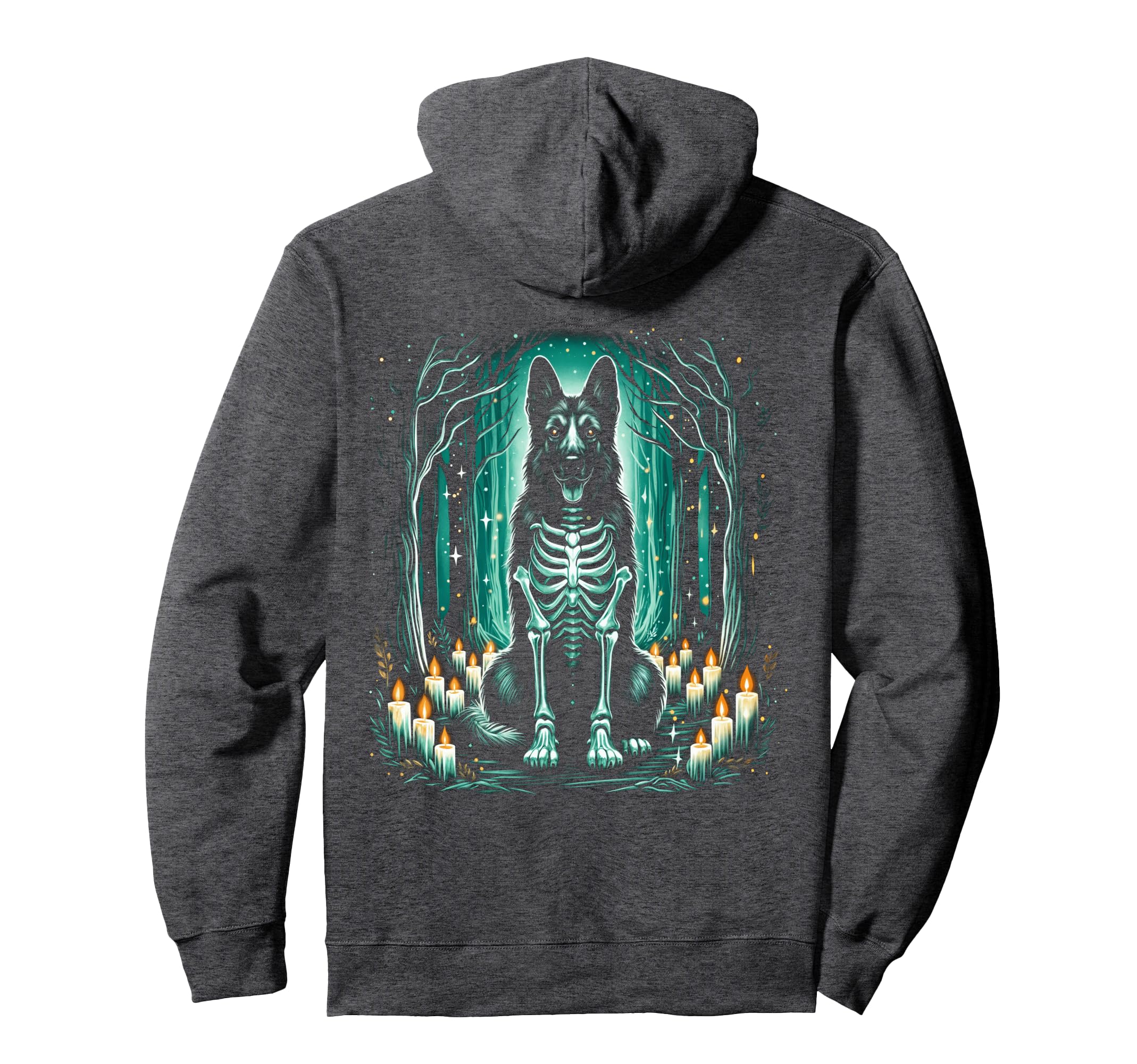 German Shepherd Skeleton Halloween Dog Hoodie - Fun Novelty Design Unisex - T-Shirt, Sweatshirt, Hoodie
