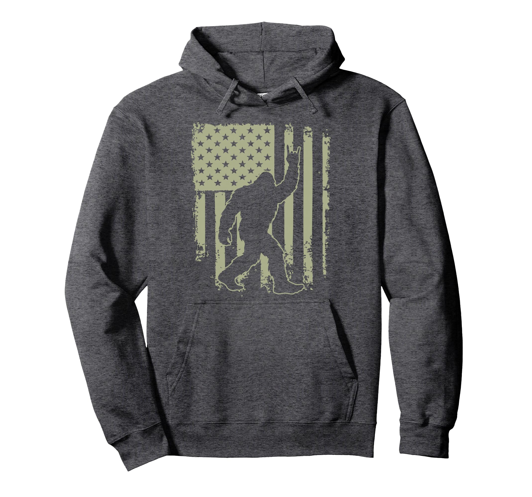 Bigfoot Sasquatch America Flag Tees Hoodie - Fun Novelty Design for Adults - T-Shirt, Sweatshirt, Hoodie