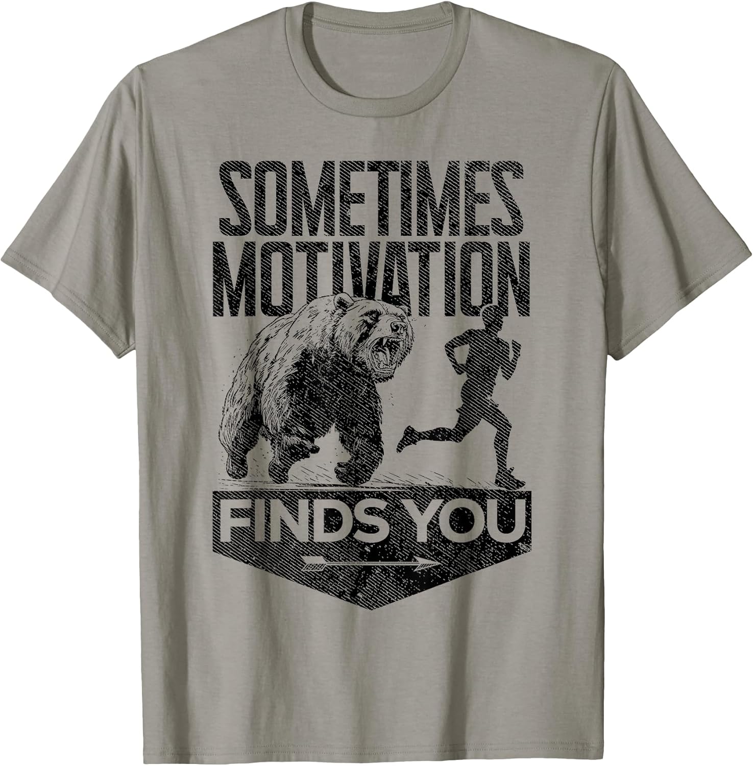 Sometimes Motivation Finds You Funny Running - Adult & Kids T-Shirts, Sweatshirts & Hoodies apparel design preview 1