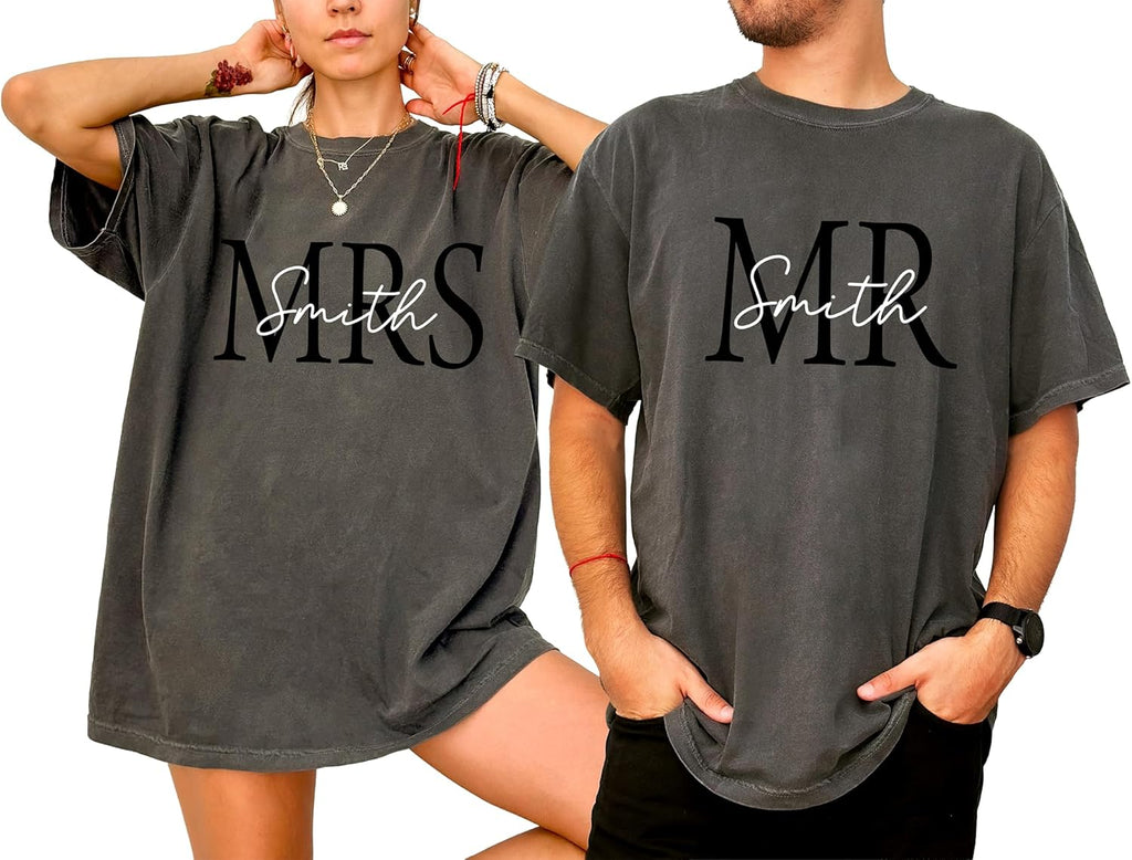 Personalized Mr and Mrs Couples Matching Outfits - Adult & Kids T-Shirts, Sweatshirts & Hoodies apparel design preview 1