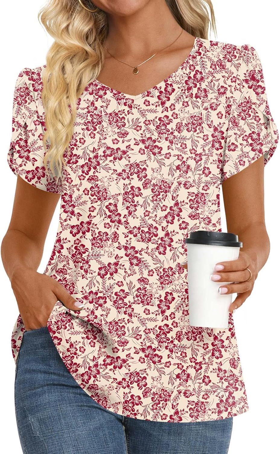 Womens Tunic Tops 2026 Summer Short Sleeve V Neck - Adult & Kids T-Shirts, Sweatshirts & Hoodies apparel design preview 1