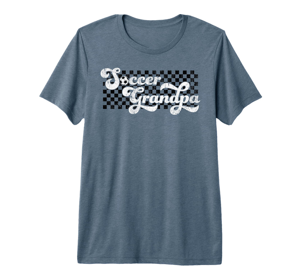 Soccer Grandpa Grandfather Checkered Tri T-Shirt - Custom Art Print Unisex - T-Shirt, Sweatshirt, Hoodie