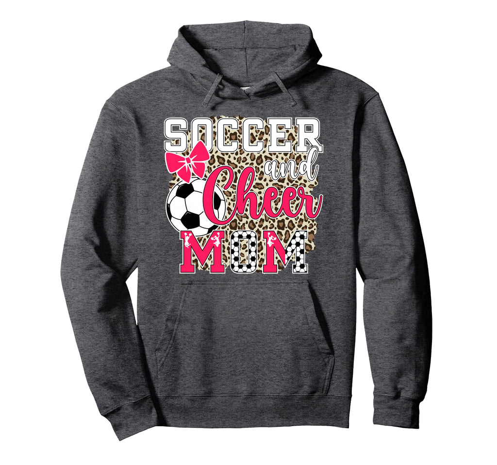 Soccer And Cheer Mom Leopard Hoodie - Casual Everyday Wear for Adults - T-Shirt, Sweatshirt, Hoodie