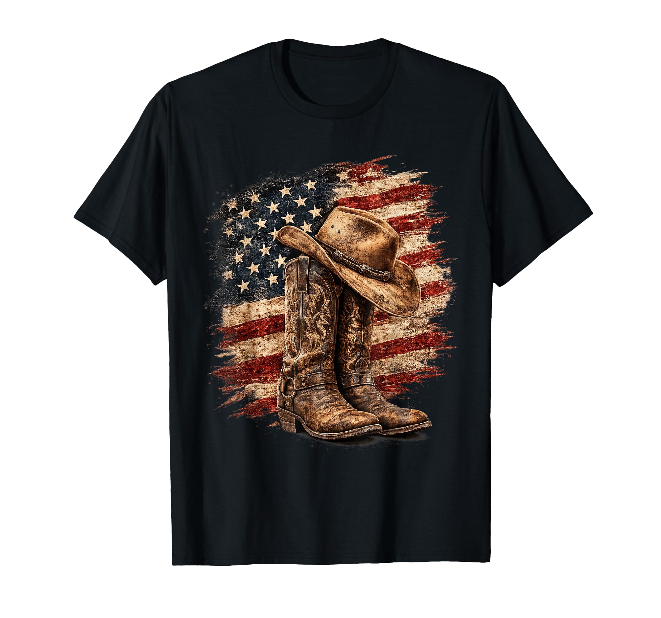 Rustic Rodeo Patriot Western Cowboy T-Shirt - Minimalist Print Men Women - T-Shirt, Sweatshirt, Hoodie