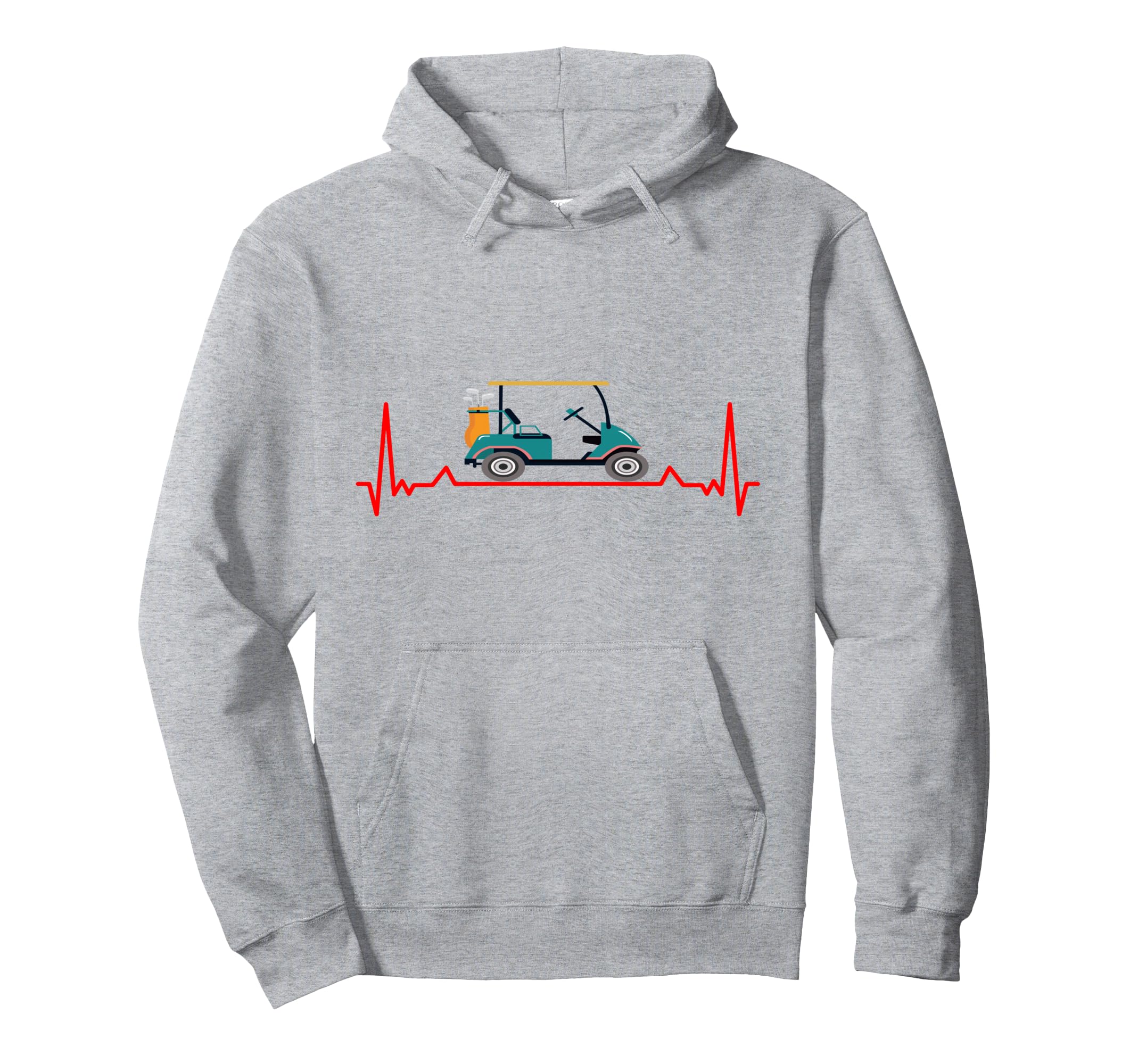 Ekg Heartbeat Pulse Line Golf Cart Hoodie - Minimalist Print for Adults - T-Shirt, Sweatshirt, Hoodie