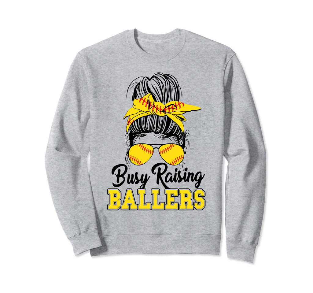 Busy Raising Ballers Softball Mom Sweatshirt - Minimalist Print for Adults - T-Shirt, Sweatshirt, Hoodie