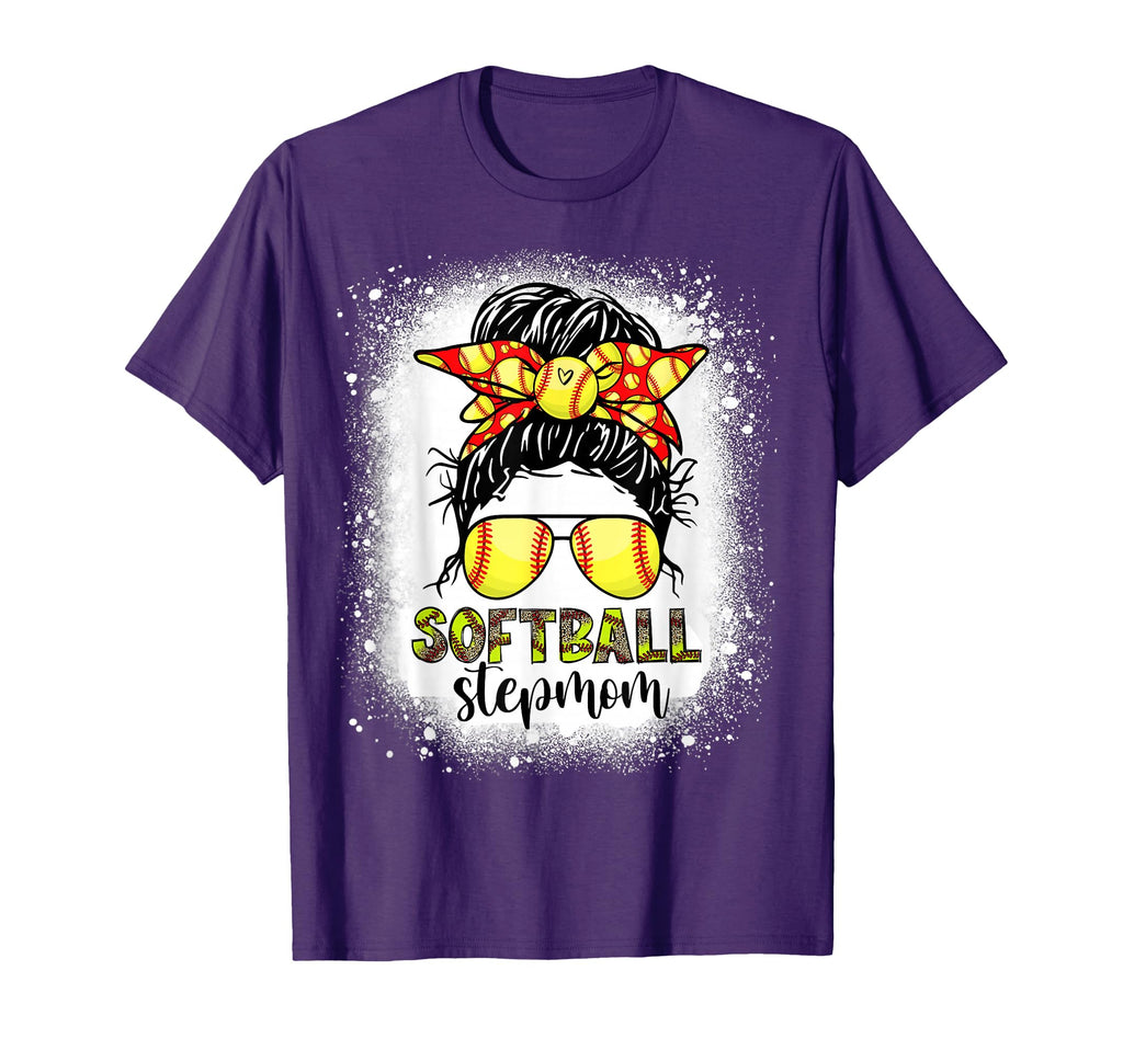 Softball Stepmom Messy Bun Softball Step T-Shirt - Custom Art Print Unisex - T-Shirt, Sweatshirt, Hoodie