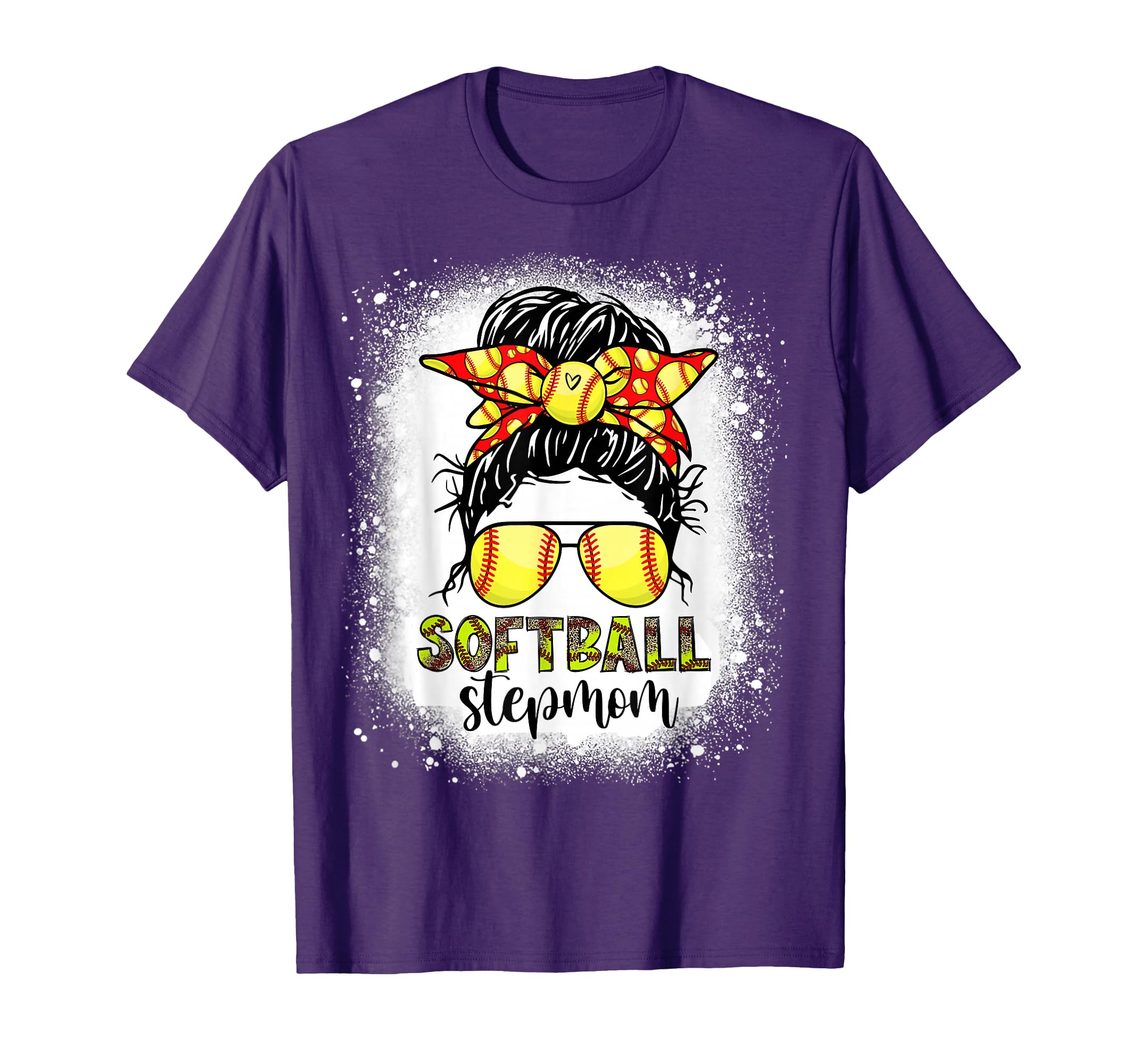 Softball Stepmom Messy Bun Softball Step T-Shirt - Custom Art Print Unisex - T-Shirt, Sweatshirt, Hoodie