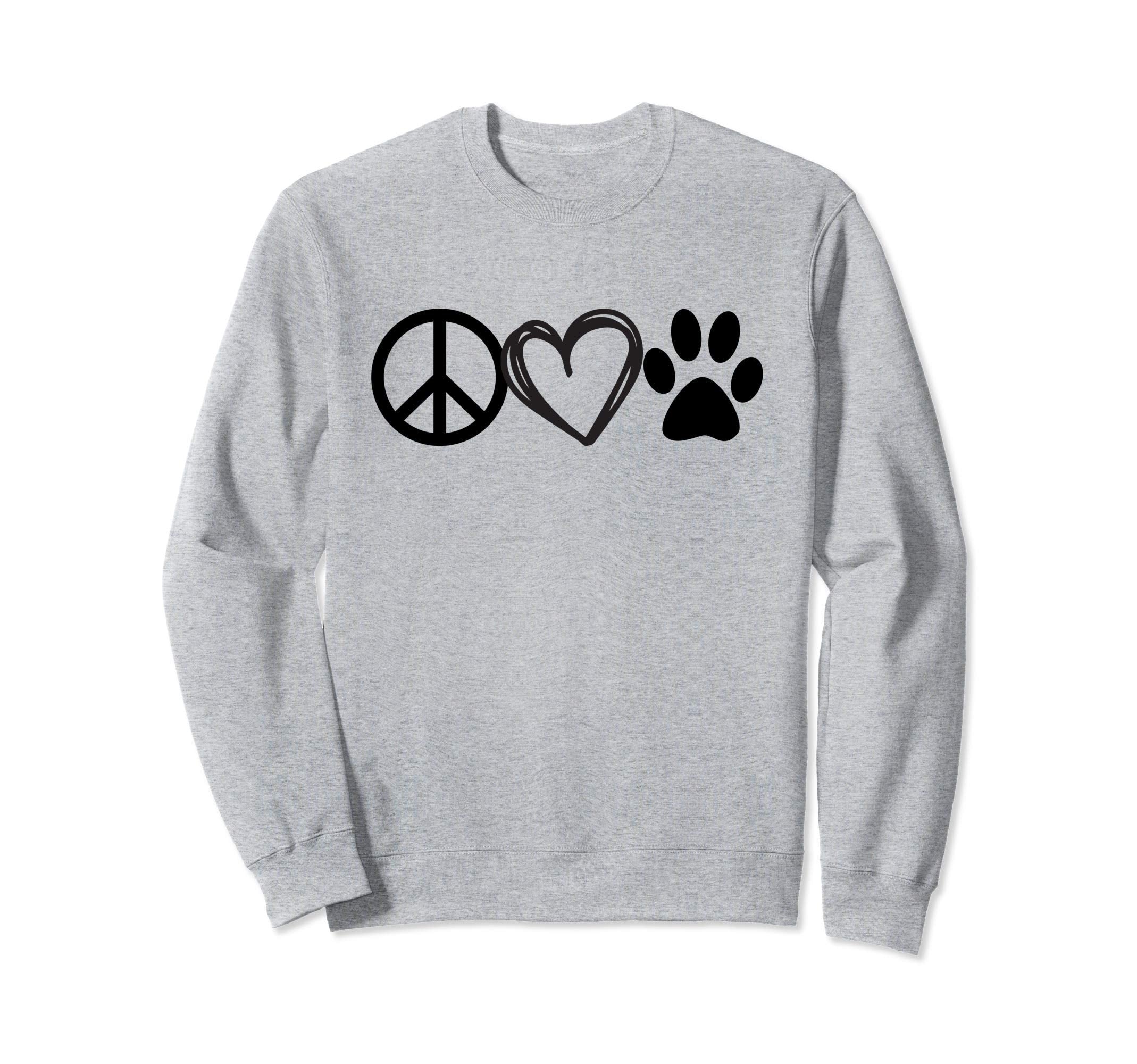 Guys Dog Cat Lover Peace Love Paws Sweatshirt - Unique Graphic Unisex - T-Shirt, Sweatshirt, Hoodie