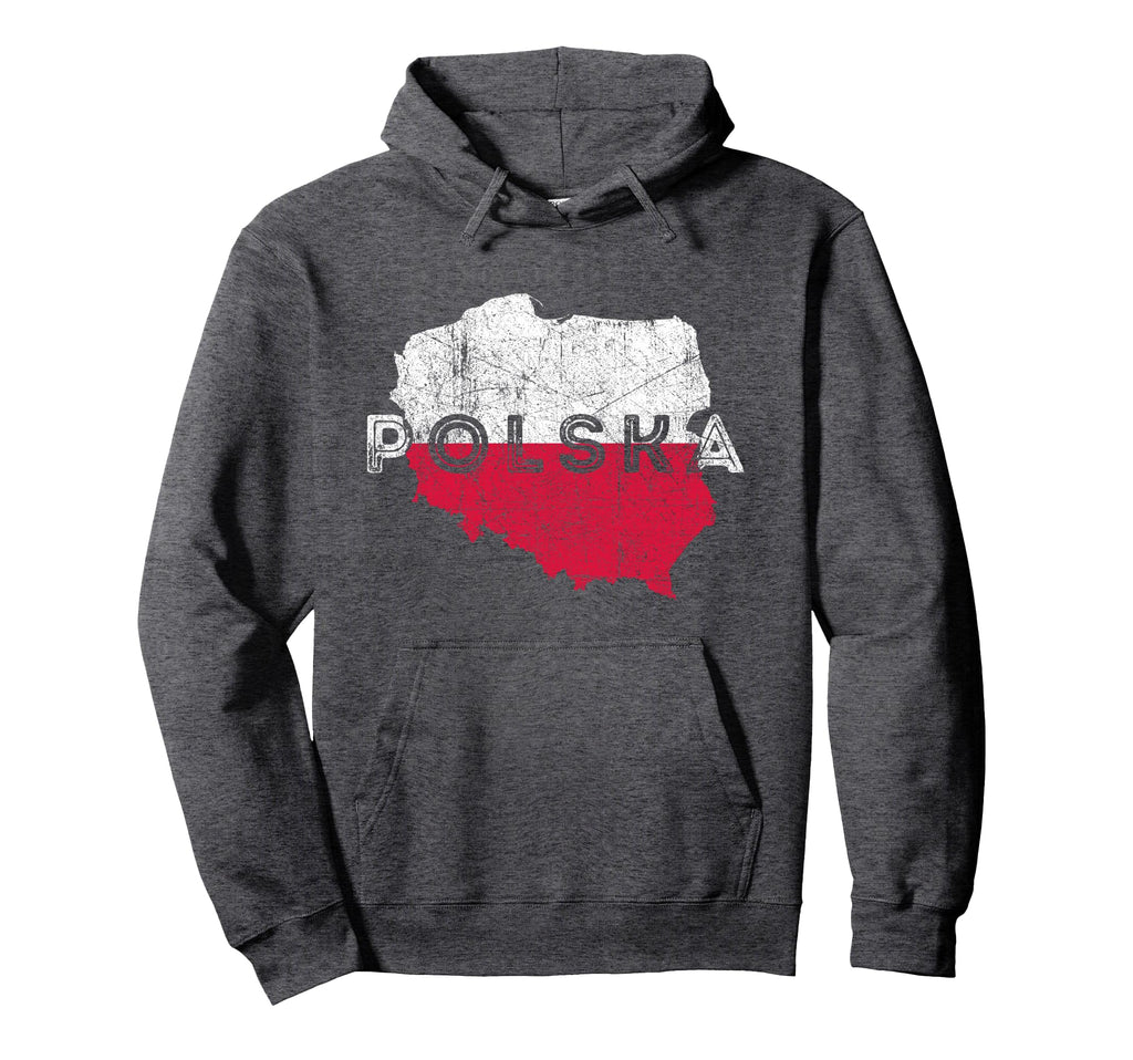 Polish Map And Flag Souvenir Distressed Hoodie - Graphic Print Unisex - T-Shirt, Sweatshirt, Hoodie