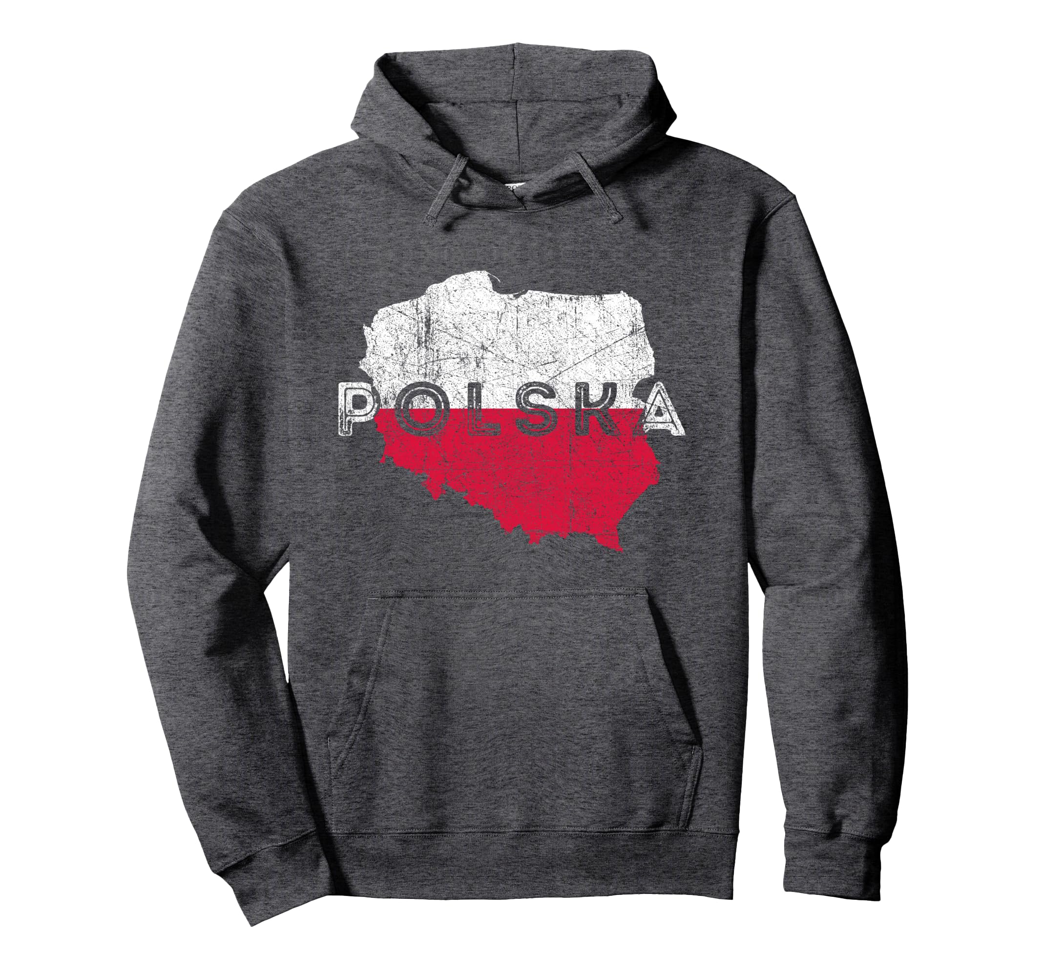 Polish Map And Flag Souvenir Distressed Hoodie - Graphic Print Unisex - T-Shirt, Sweatshirt, Hoodie