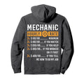 Mechanic Hourly Rate Funny Mechanic Hoodie - Custom Art Print for Adults - T-Shirt, Sweatshirt, Hoodie