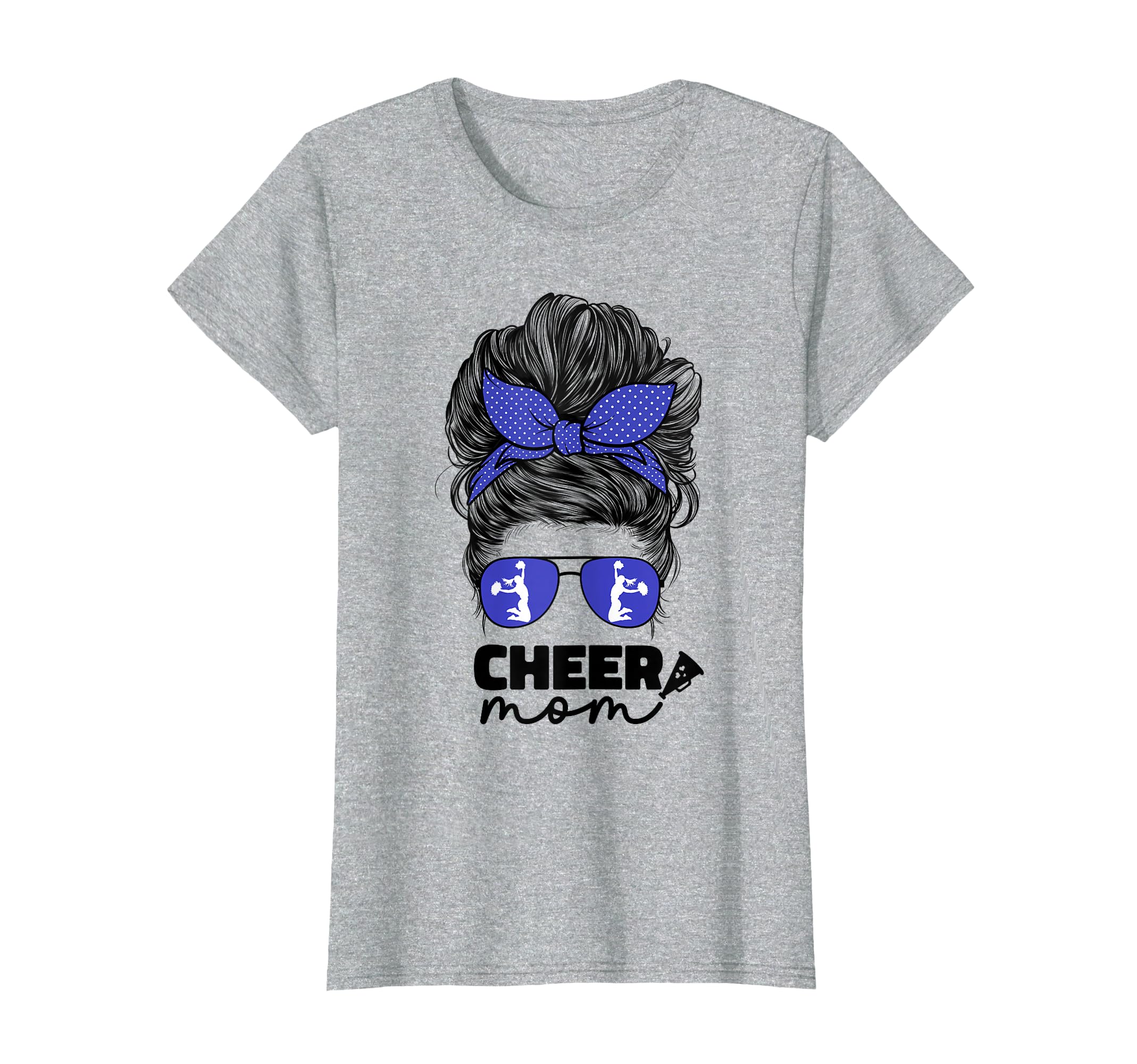 Cheer Mom Cheerleader Mom Blue Messy Bun T-Shirt - Custom Art Print Unisex - T-Shirt, Sweatshirt, Hoodie