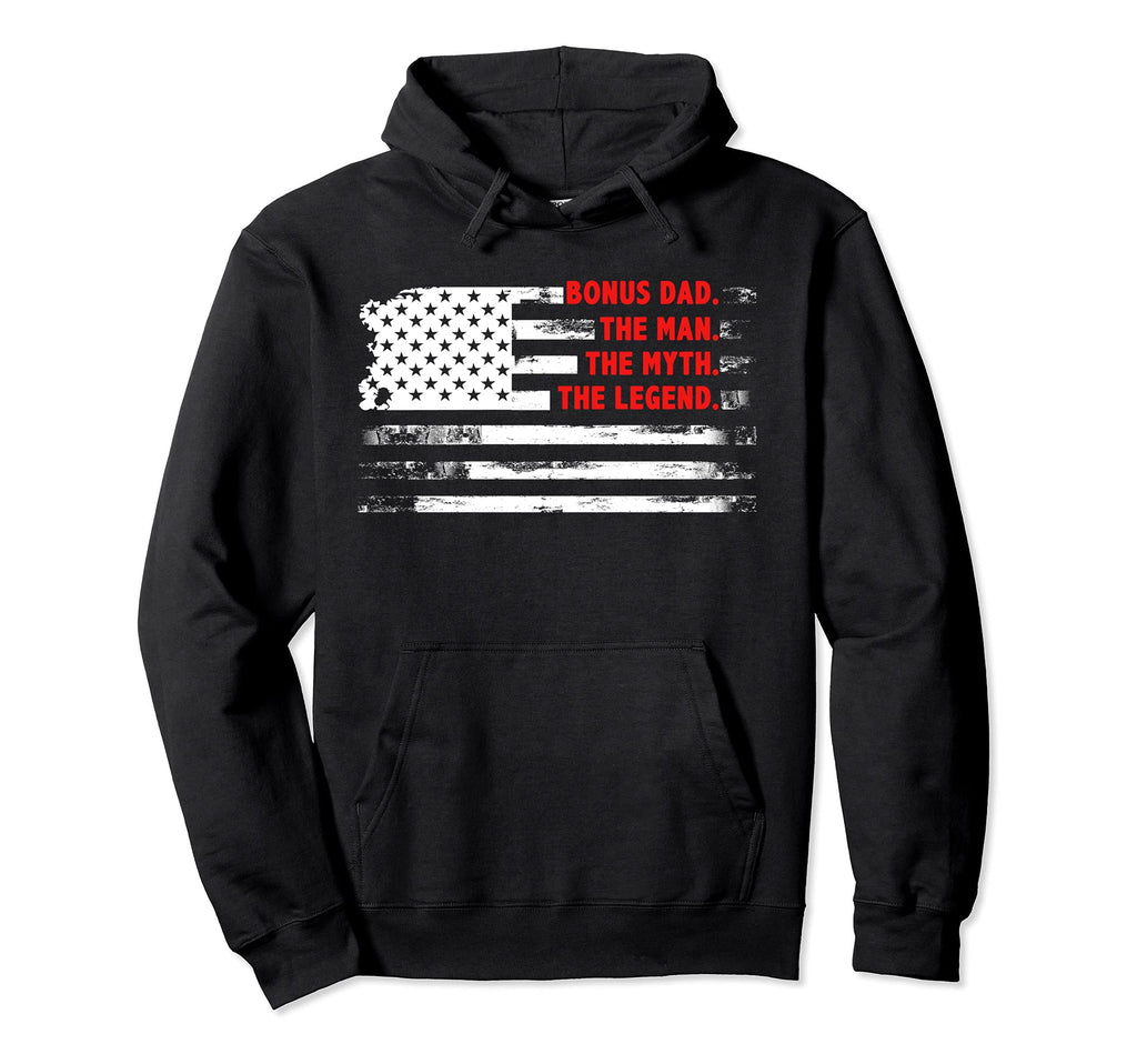 Bonus Dad Myth Legend Fathers Day Gift Hoodie - Graphic Print for Adults - T-Shirt, Sweatshirt, Hoodie