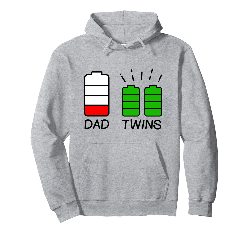 Twin Dad Low Battery Tired Dad Twins Hoodie - Custom Art Print Unisex - T-Shirt, Sweatshirt, Hoodie