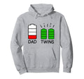Twin Dad Low Battery Tired Dad Twins Hoodie - Custom Art Print Unisex - T-Shirt, Sweatshirt, Hoodie