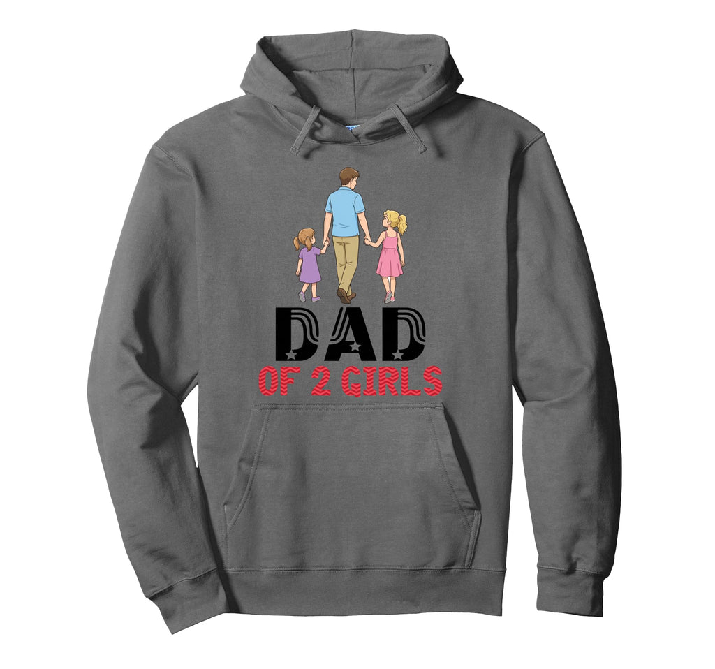 Dad Two Father Daughters Walking Together Hoodie - Graphic Print Men Women - T-Shirt, Sweatshirt, Hoodie
