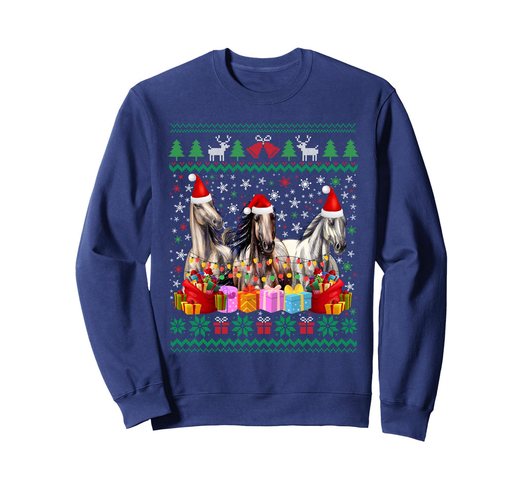Ugly Santa Hat Horse Lover Animal Sweatshirt - Graphic Print Men Women - T-Shirt, Sweatshirt, Hoodie