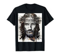 Art Face Jesus Cross Crown Thorns T-Shirt - Custom Art Print Men Women - T-Shirt, Sweatshirt, Hoodie