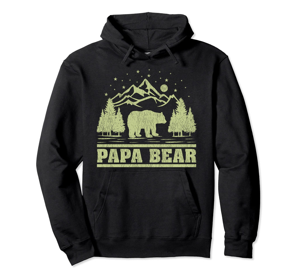 Funny Mountain Camping Papa Bear Fathers Hoodie - Graphic Print Men Women - T-Shirt, Sweatshirt, Hoodie