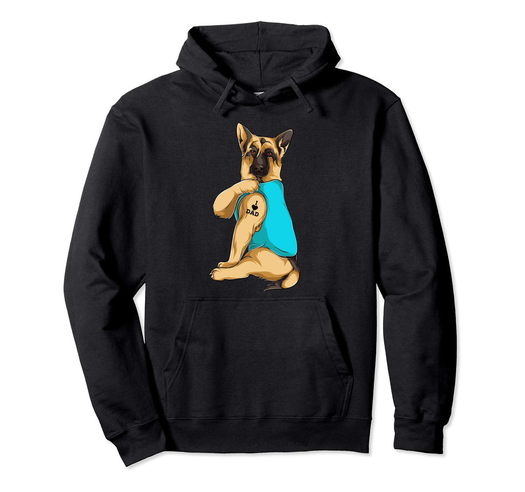 German Shepherd I Love Dad Tattoo Dog Dad Hoodie - Novelty Apparel Unisex - T-Shirt, Sweatshirt, Hoodie