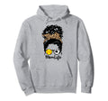 Mom Life Messy Bun Curly Hair Softball Hoodie - Custom Art Print Unisex - T-Shirt, Sweatshirt, Hoodie