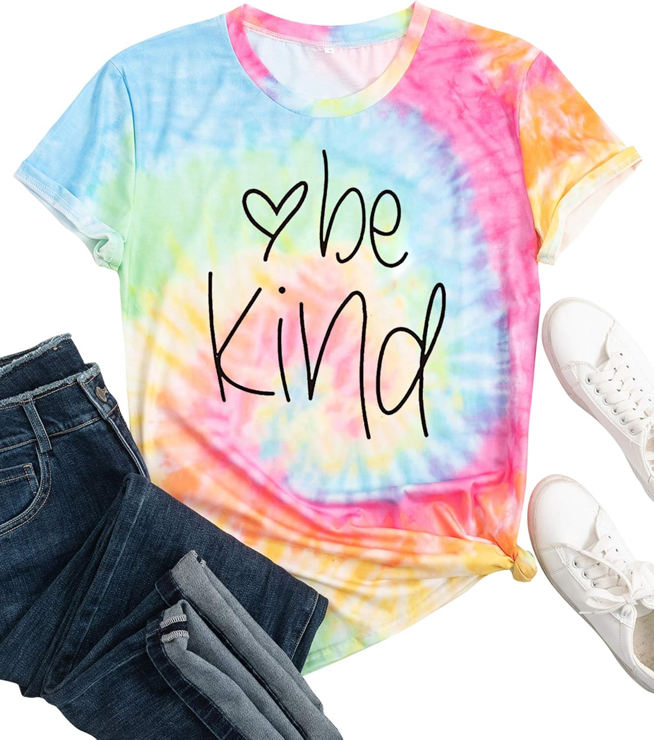 Be Kind for Women Tie Dye Rainbow Inspirational - Adult & Kids T-Shirts, Sweatshirts & Hoodies apparel design preview 1