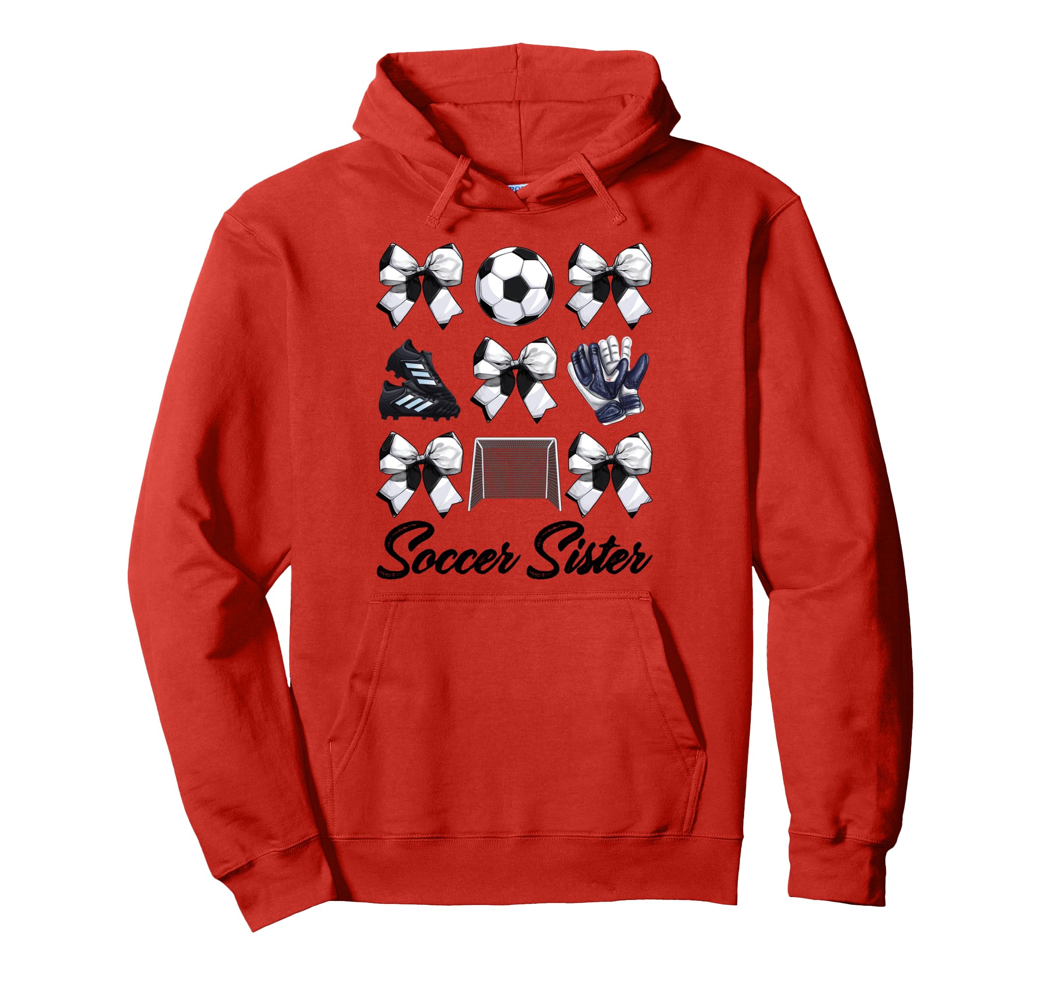 Soccer Sister Bow Soccer Mom Mommy Hoodie - Trendy Graphic Men Women - T-Shirt, Sweatshirt, Hoodie