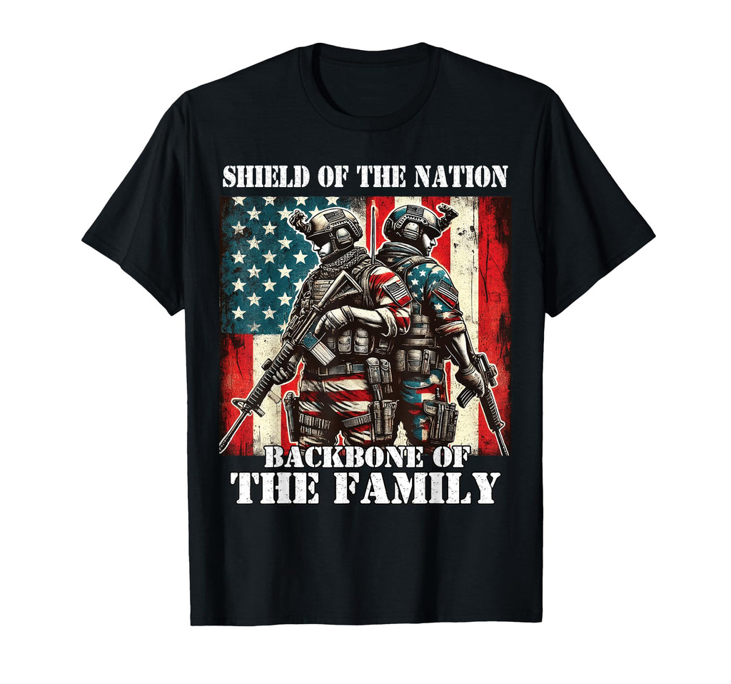 Shield Nation Backbone Family T-Shirt - Fun Novelty Design Men Women - T-Shirt, Sweatshirt, Hoodie