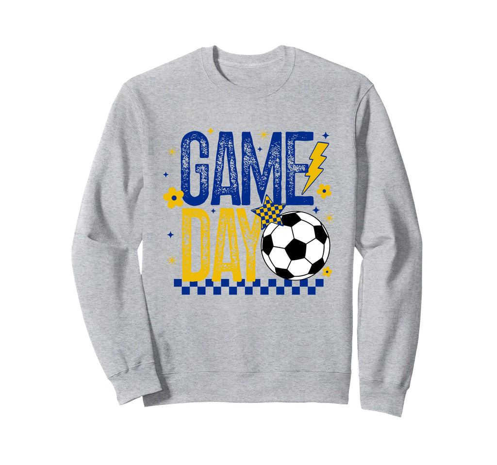 Game Day Soccer Season Blue Gold Sweatshirt - Trendy Graphic Men Women - T-Shirt, Sweatshirt, Hoodie