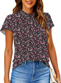 Women Boho Floral Ruffle Short Sleeve Mock Neck Flowy - Adult & Kids T-Shirts, Sweatshirts & Hoodies apparel design preview 1