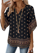 Womens Tops 3/4 Sleeve V Neck Bohemian Blouses Casual - Adult & Kids T-Shirts, Sweatshirts & Hoodies apparel design preview 1