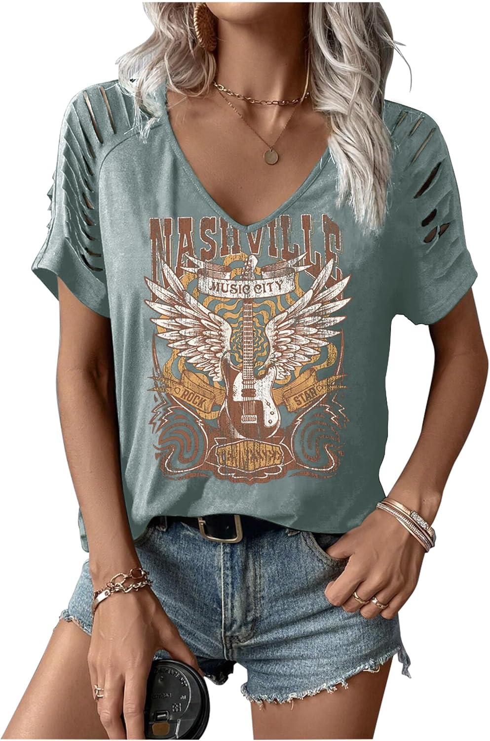 Vintage Rock Roll Concert Women Loose Casual Tops - Adult & Kids T-Shirts, Sweatshirts & Hoodies apparel design preview 1