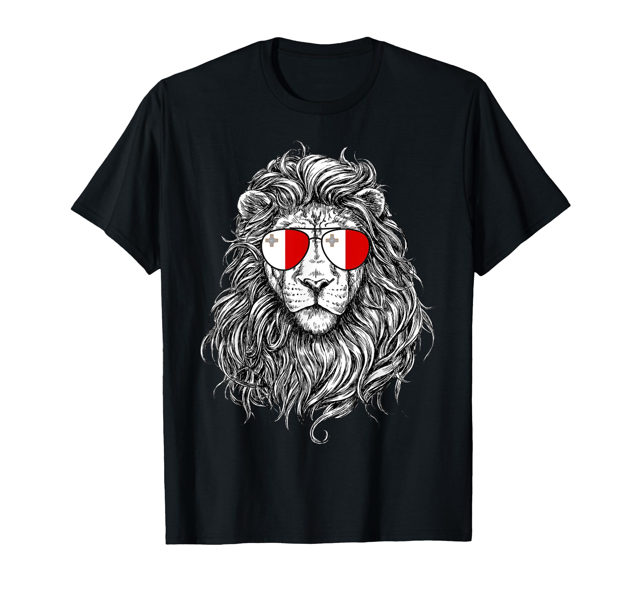 Malta Flag Lion Sunglasses Malta Gifts T-Shirt - Graphic Print for Adults - T-Shirt, Sweatshirt, Hoodie