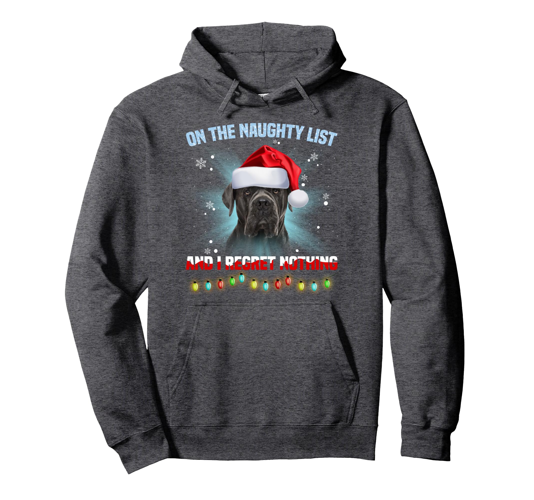 Naughty List And Cane Corso Santa Hat Hoodie - Unique Graphic Men Women - T-Shirt, Sweatshirt, Hoodie