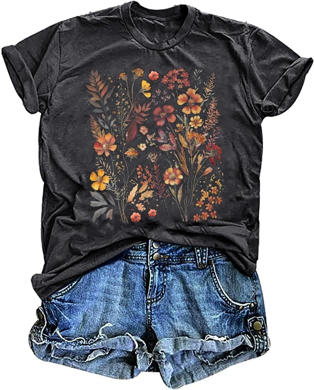 Women's Vintage Floral Boho Wildflower Graphic Loose - Adult & Kids T-Shirts, Sweatshirts & Hoodies apparel design preview 1